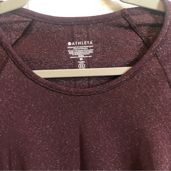 Athleta metallic long sleeve performance top, wine, like new - Picture 3 of 5